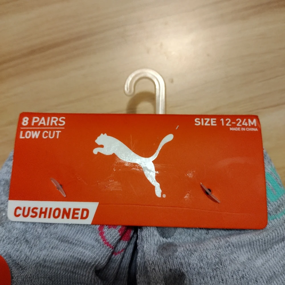 Puma 8 Pair Low Cut Cushioned Socks Girl 12-24 Months NWT